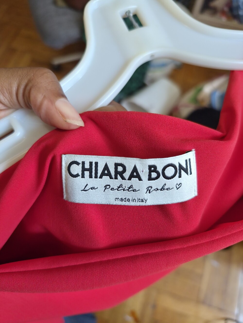 Chiara Boni La Petite Robe Dress Red Bodycon Midi Lace-Up Grommet Size 42 Italy - Picture 4 of 6